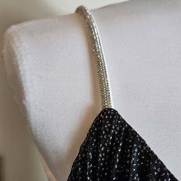 Ever Pretty Black Glittery Tulle Maxi Gown Size 4XL Spaghetti Strap Formal Dress - Picture 6 of 16